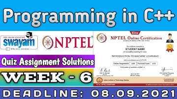 Programming in c++ week 6 assignment solution quiz and programs With Proof 2021 || July 21