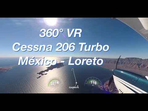 Departing Loreto Bajo South to Mateos, Mexico VR 360 – Cessna 206 Turbo – Whales Watching