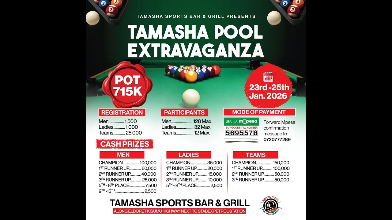 TAMASHA POOL EXTRAVAGANZA (AMON MUTAI VS DUNCAN KIPKOSGEI)