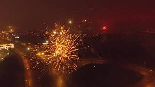 2018-01-01 New Year's fireworks in Vilnius (bird’s eye view)
