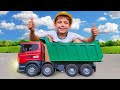 Funny Stories about Bruder Trucks and Big Real Dump Truck - compilation