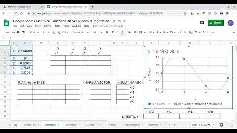 Google Sheets Excel SINE Function LINEST Polynomial Regression