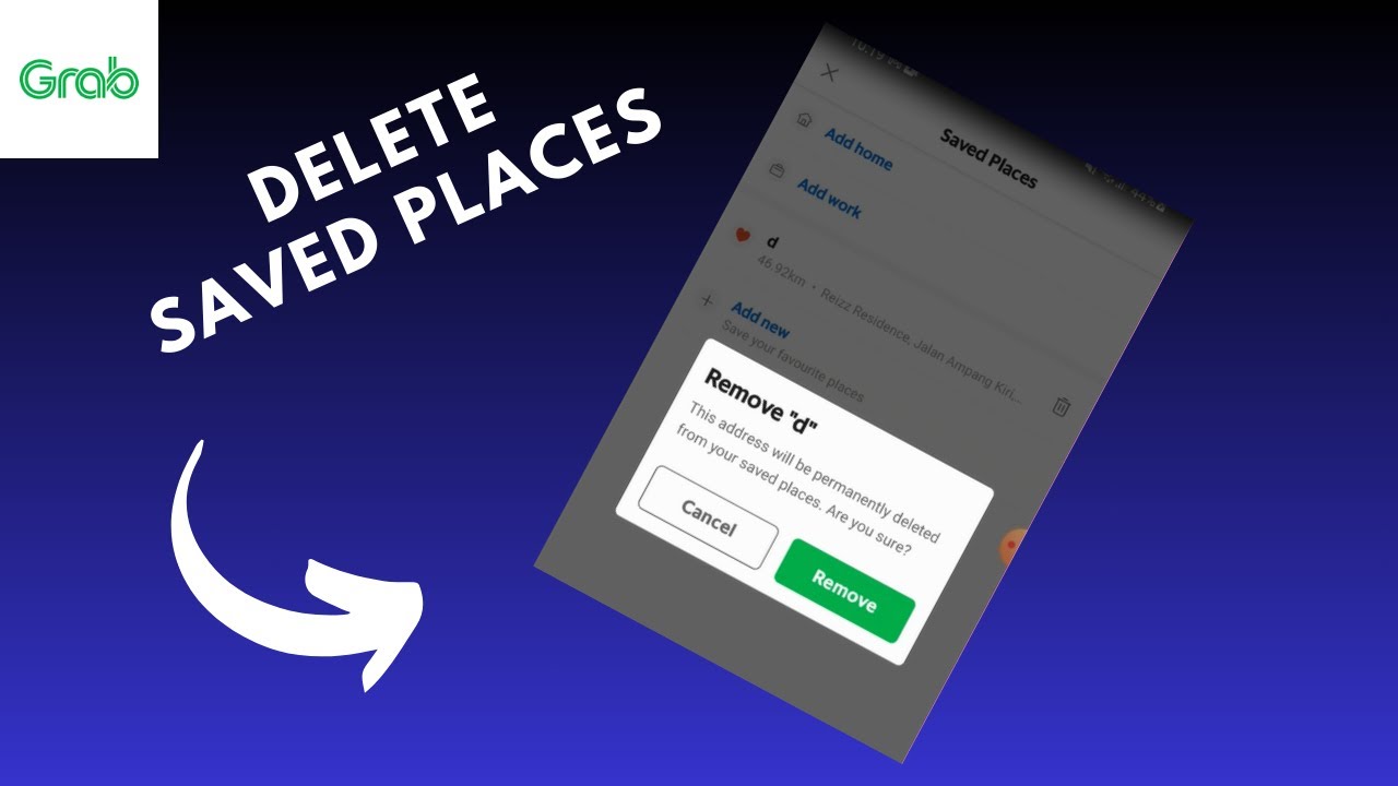 how to delete saved place in grab