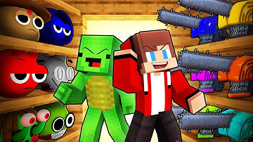 JJ and Mikey: SPRUNKI vs CHAINSAW MAN Skin Battle in Minecraft - Maizen