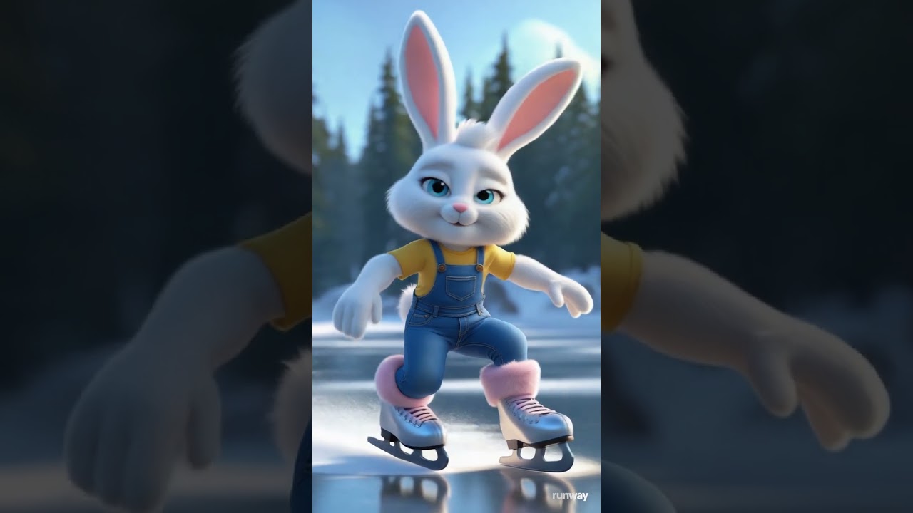 "The Bunny Is Ice Skating Like a Pro! ⛸️🐰❄️" 