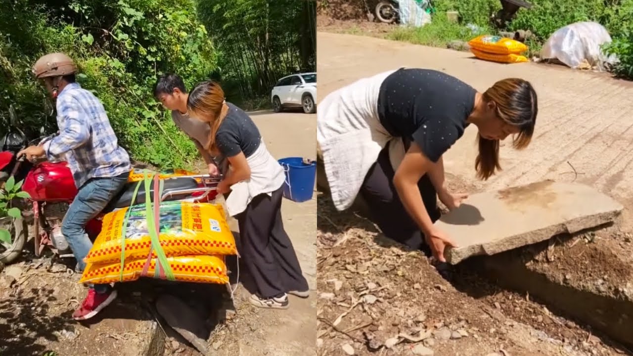 A Thin Rock Caused A Motorcyclist To Sink Into A Deep Hole! Kind Passersby Offered Their Help