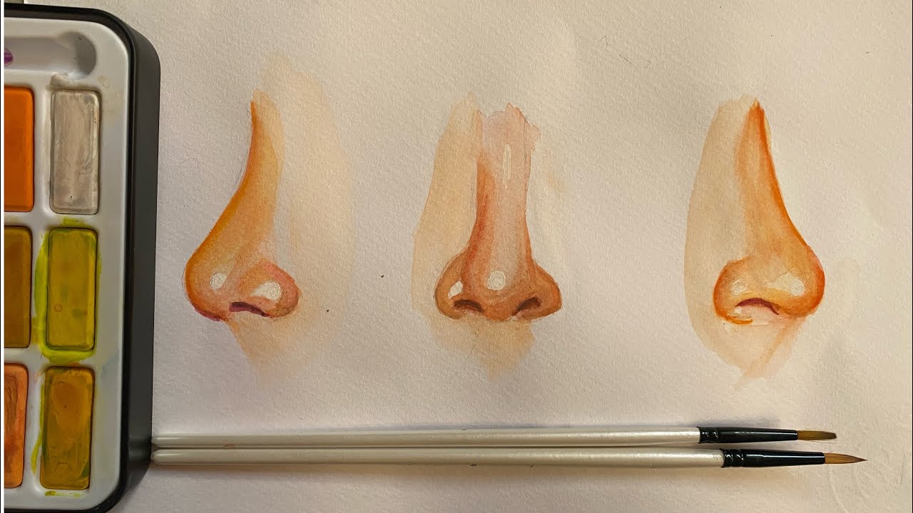 Easy water colour nose painting tutorial | Step by step guide for ...