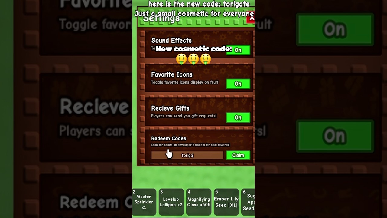 New cosmetic code in Grow a garden 