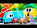 Leo der Lastwagen und Lifty waschen schmutzige Autos. Spielzeug Video für Kinder. Kinder Cartoons