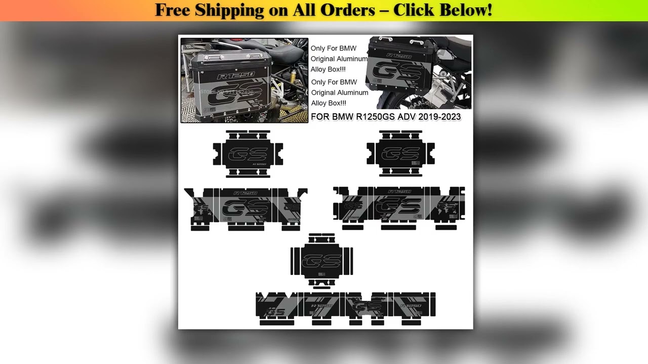 Motorcycle Aluminum Panniers Decorative stickers Luggage Box Top Case Decor Decal For BMW R1250GS