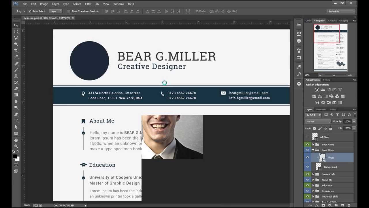 Resume/CV Editing With Adobe Photoshop CC - YouTube