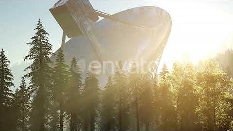 The Observatory Radio Telescope in Forest at Sunset | Motion Graphics - Videohive template