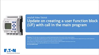 Update on creating a user function block (UF) with call in the main program