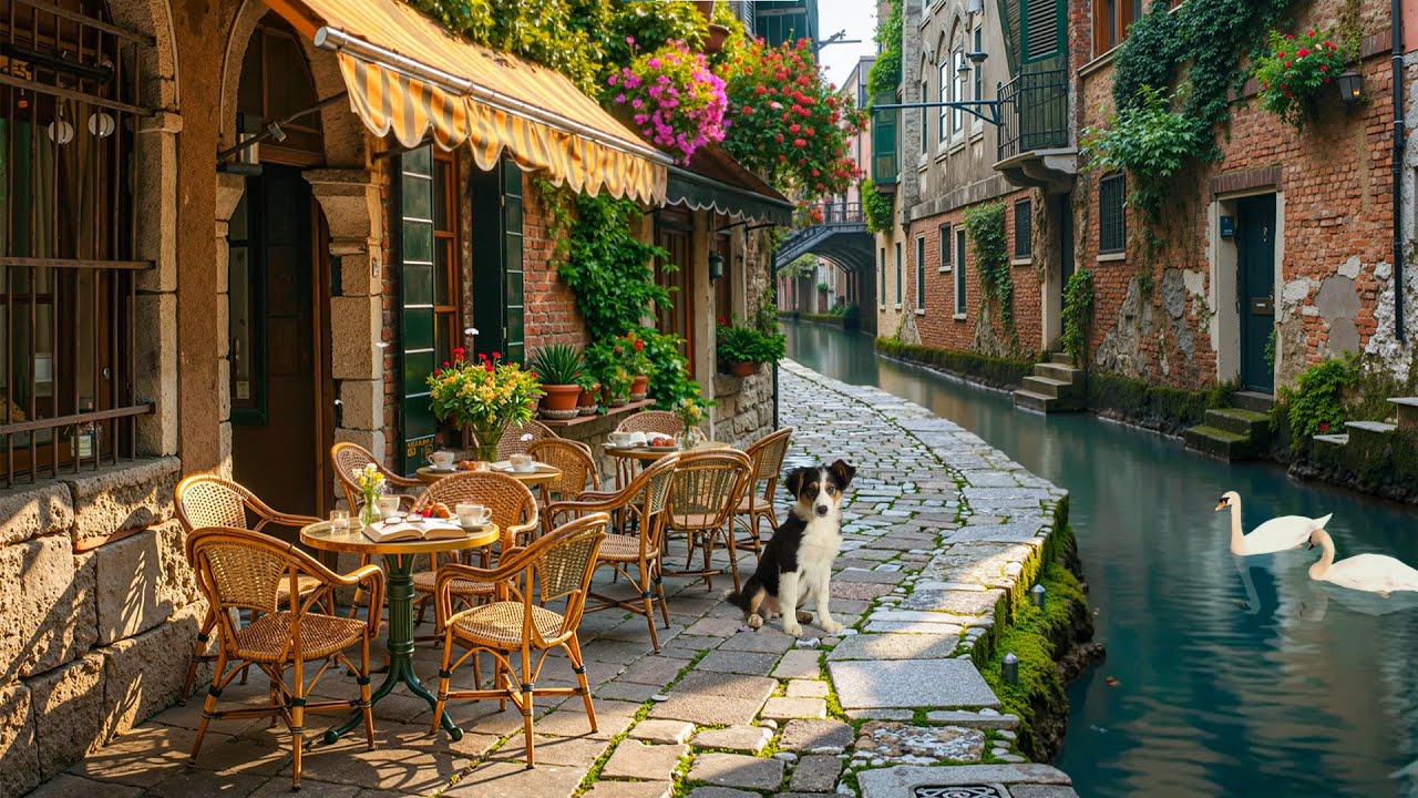 Morning Canal Cafe Jazz in Italy ☕ Soft Bossa Nova & Relaxing Jazz Instrumental Music for Calm Focus