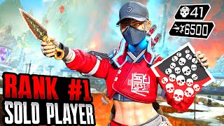 RANK #1 SOLO PLAYER DROPS 41 KILLS \& 6500 DAMAGE IN AMAZING TWO GAMES (Apex Legends Gameplay)