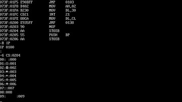 ENSAMBLADOR---PROGRAMA QUE IMPRIME LA TABLA ASCII--- CODIGO DEBUG.