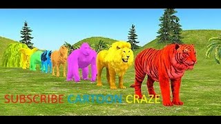 Paint Animals Elephant Tiger Lion Cow Gorilla Fountain crossing Animals transformation Game 2024