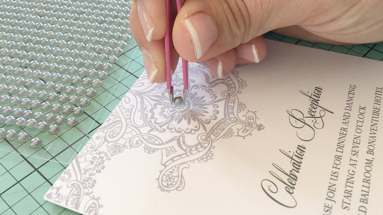Diy Pearl Encrusted Wedding Invitation You