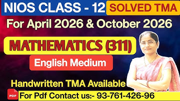 nios class 12 mathematics tma solved 2025-26 English medium