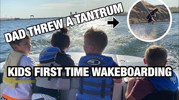 DAD WAKEBOARDING FIRST TIME IN 7 YEARS| KIDS TRY WAKEBOARDING| DADS STILL GOT IT