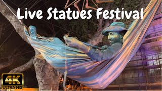 International live statues festival. Rehovot, Israel. Walking through. Watch till the end!!!