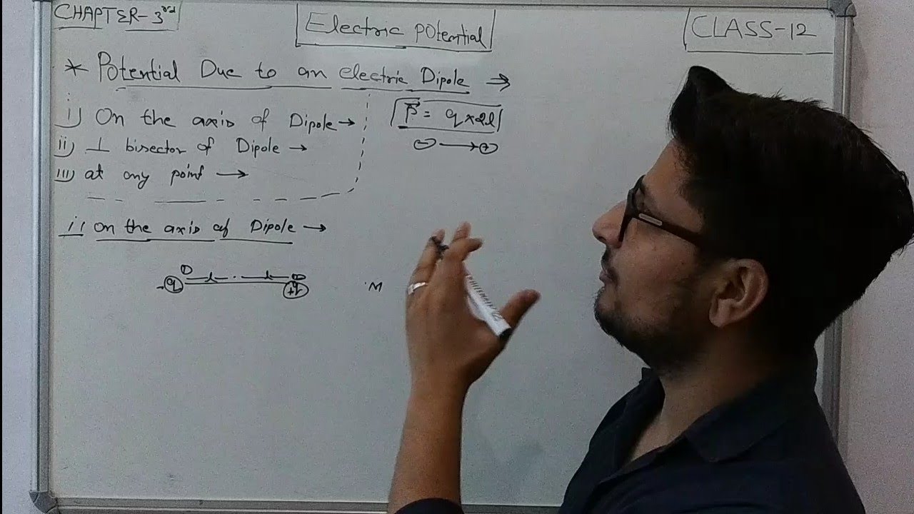 Electric potential due to an electric dipole in hindi || class -12 ...
