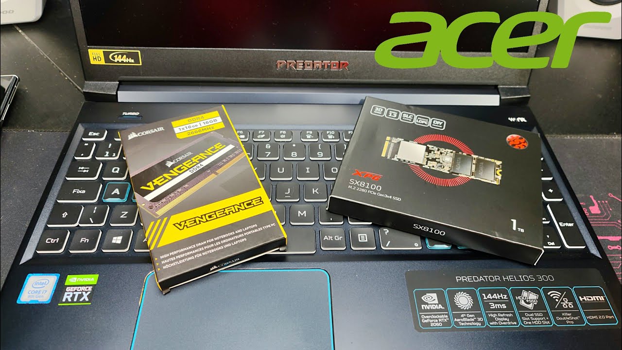 Acer Predator Helios 300 (upgrade de memória RAM e de SSD)