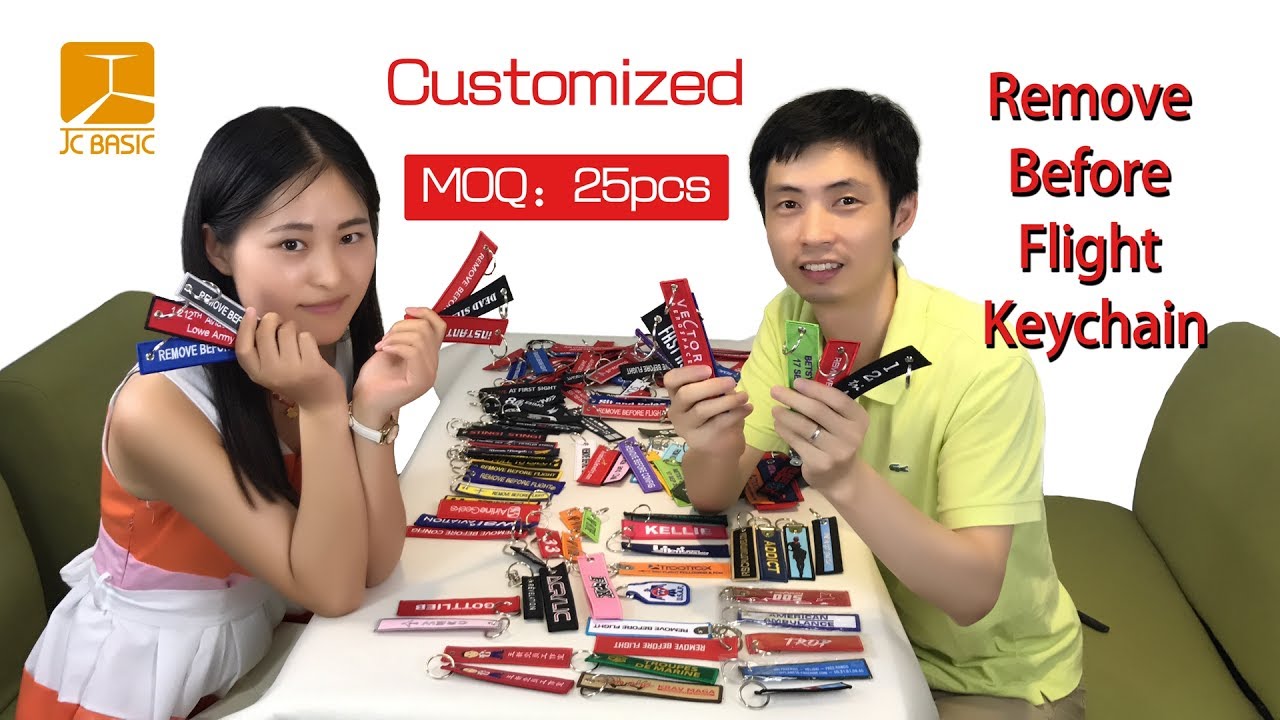 Remove before flight keychain, custom remove before flight keychain, embroidered keychains