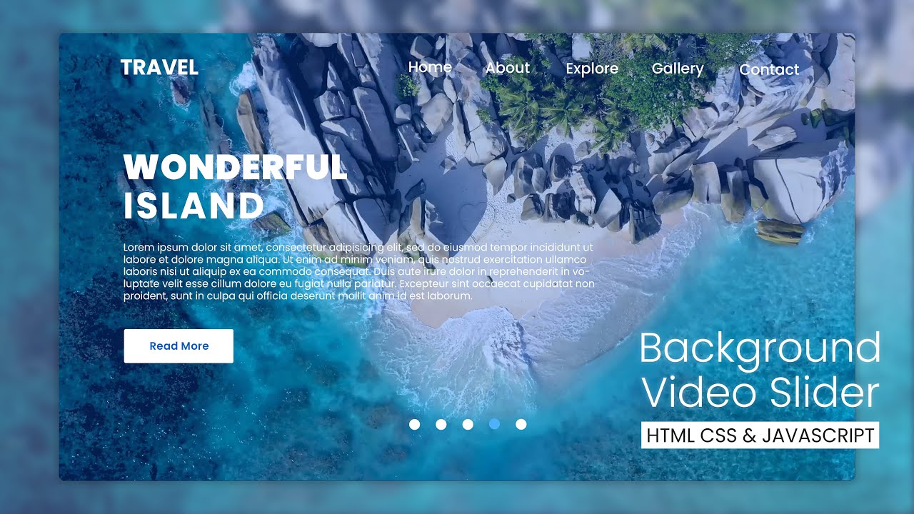Responsive Website Design | With Background Video Slider - Travel Website - HTML CSS \u0026 Javascript