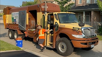 International Fanotech F175HE Manual Side Loader Garbage Truck Packing Late Evening Recycling 