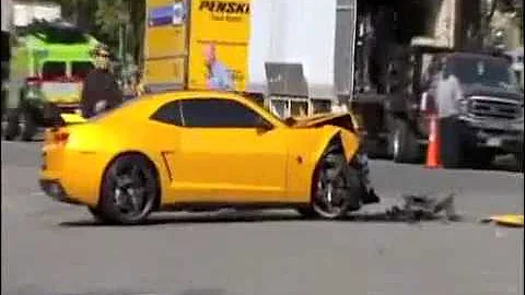 bumblebee crashes into cop car