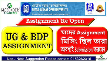 UG,BDP Assignment Re-opened  of Assignment submission portal for BDP UGDP,CBCS Nsou