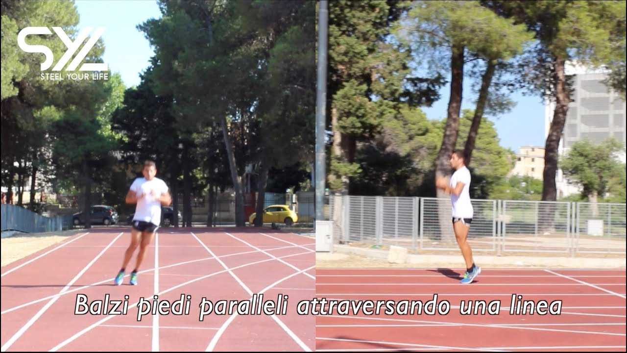 Balzi piedi paralleli attraversando una linea - YouTube