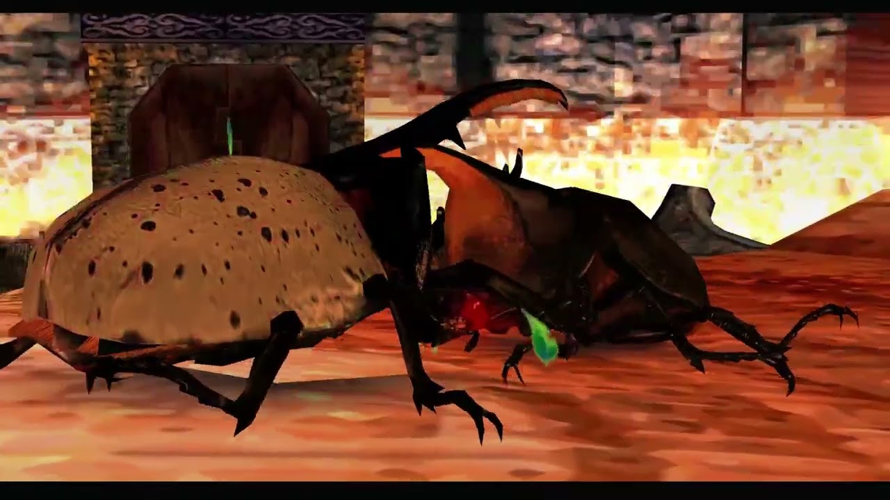 Blue Hercules Beetle Hercules Beetle 2 VS 2 Flame Battle Gameplay [Mushiking 2006 English Version]