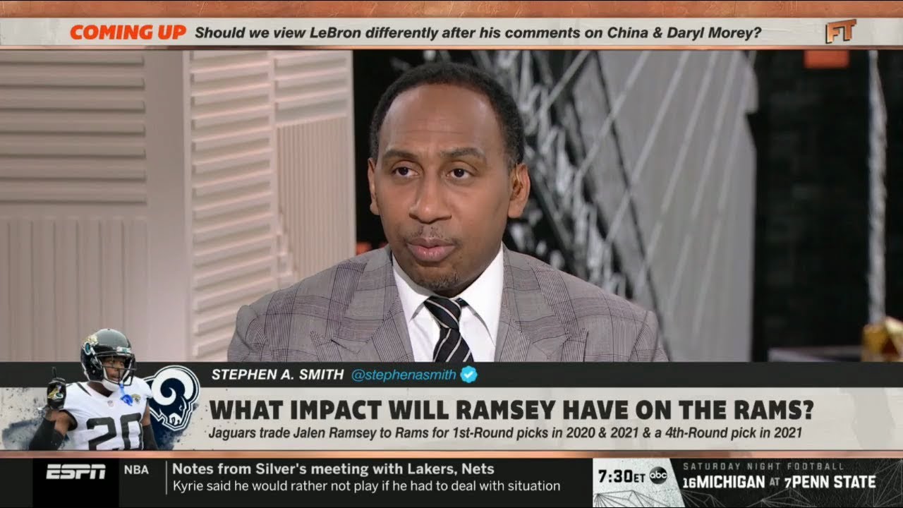 FIRST TAKE | Stephen A. & Ryan Clark REACT to Jalen Ramsey traded to ...