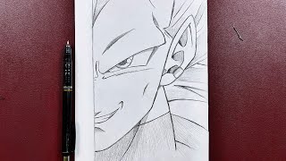 How to draw vegeta ultra ego half face step-by-step