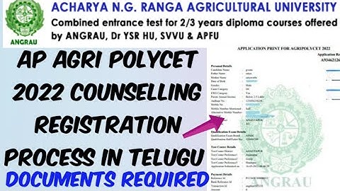 AP Agri Polycet 2022 Counselling Registration process/AP Agriculture Diploma2022 Counselling started
