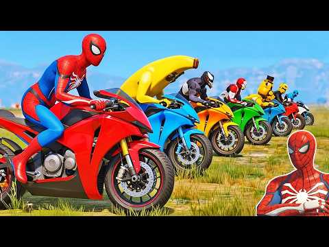 HOMEM ARANHA e AMIGOS SALTO COM MOTO! MOTOS COM SPIDERMAN!