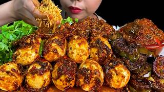 DELICIOUS||SPICY BOILED CHICKEN EGG WITH ROSELLE LEAVES CURRY & WHITE RICE