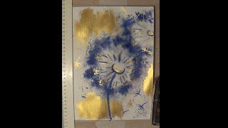 Как нарисовать абстрактную картину акварелью. Одуванчики. How to draw an abstract painting