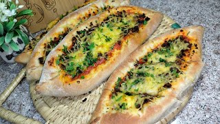 بيتزا تركية بعجينة خفيفة وهشة لاتفوتكم?Turkish pizza