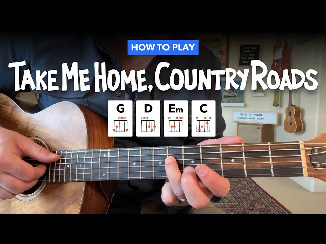 🎸 Take Me Home, Country Roads • Easy guitar lesson w/ chords (John Denver) class=