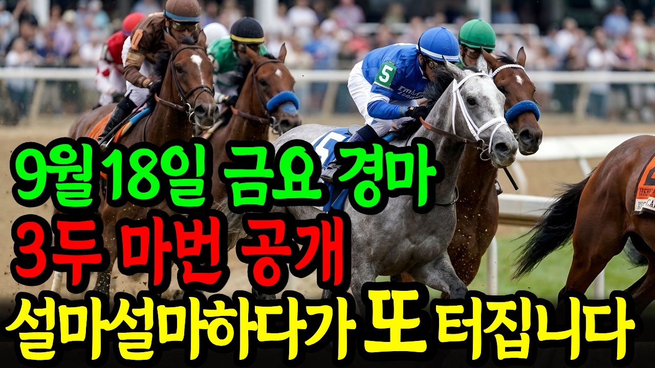 9월 18일 금요일 경마~ "설마설마하다가 또 터집니다"  | 이번 주말 대박 복병 공개ㅣ승전경마 전문가의 이변 포착 l 경마 l 경마예상 l 코리아레이스 l 검빛경마 ㅣ경마정보