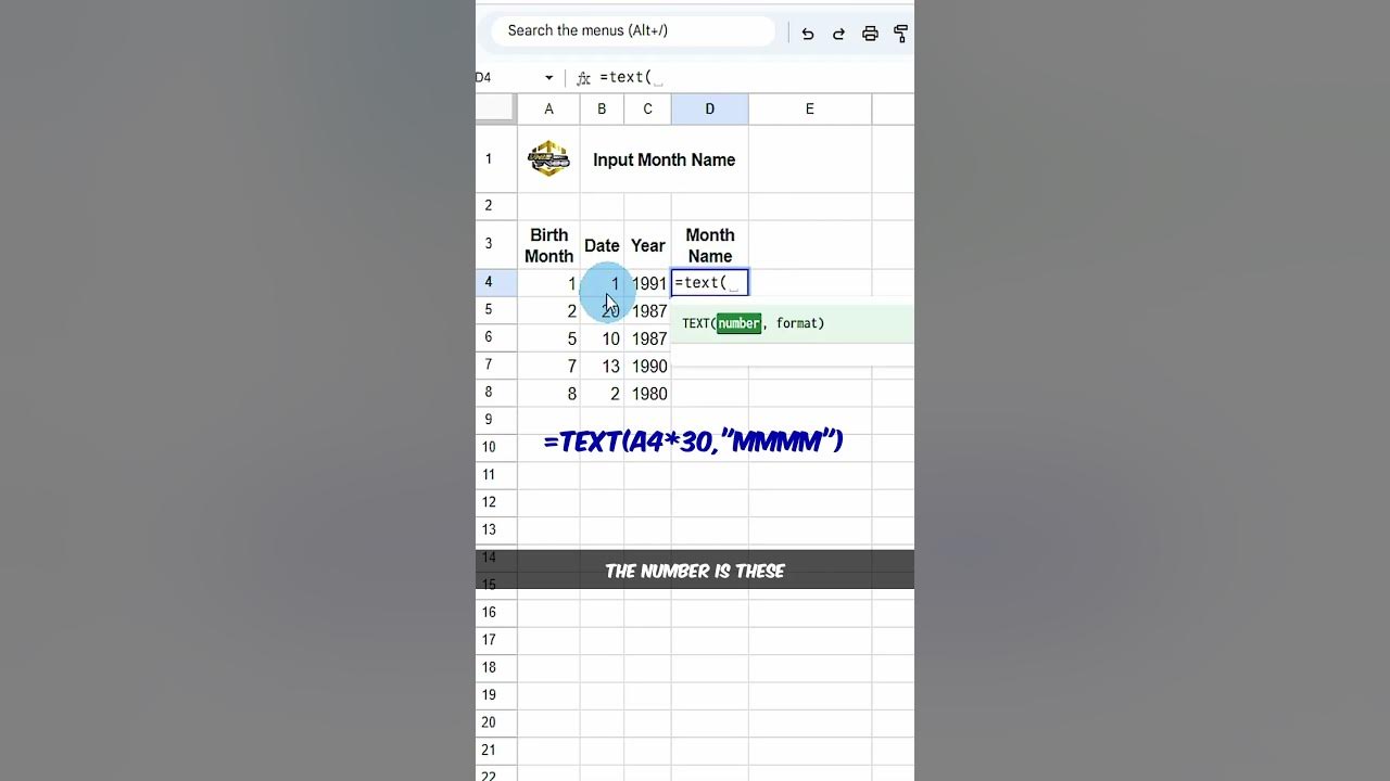 How to convert a month number to month name in google sheets shorts