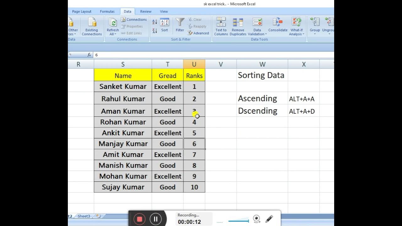 short how to sort data in excel data ascending or descending