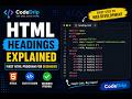 HTML Headings Explained | h1 to h6 Tags Tutorial for Beginners | CodeDrip