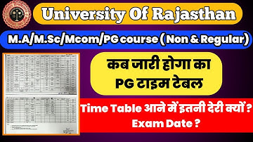 Rajasthan University PG Exam Time Table 2023 | RU MA Msc Exam Time Table 2023