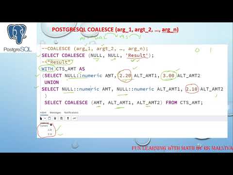 POSTGRESQL COALESCE Function | PostgreSQL ISNULL Function best explanation (English, Hindi)