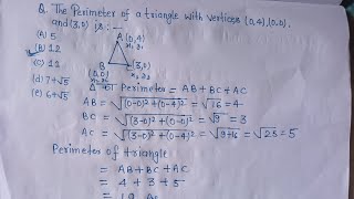 The Perimeter of triangle with vertices (0,4),(0,0),(3,0) is .... ।। Cordinate Geometry Question 