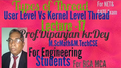 Types of Thread-User Level and Kernel Level Threads Part-17 Prof.Dipanjan Kr Dey For BCA,B.Tech,MCA